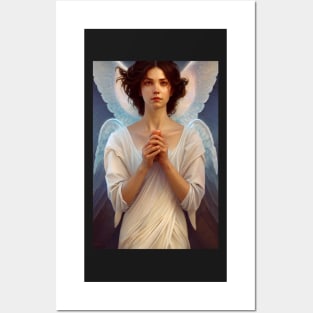 Beautiful Praying Angel Boy Ethereal Fantasy Art Posters and Art